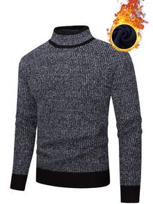 Manfinity Homme Men's Colorblock Casual Versatile Daily Wear Long Sleeve Sweater - Black - View 1