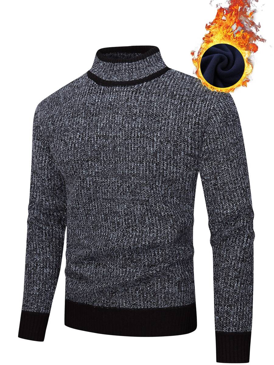 Manfinity Homme Men's Colorblock Casual Versatile Daily Wear Long Sleeve Sweater - Black - View 1