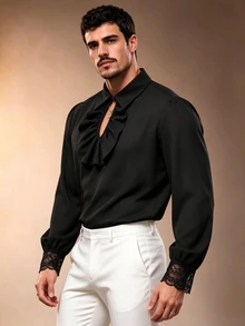 ZURIURI Plus Size Men's Solid Color Casual Versatile Daily Wear Shirt - Black - View 7