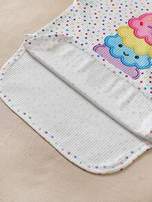SHEIN Playful Pals 女童 2 件組可愛冰淇淋刺繡羅紋連帽上衣與淺藍色純色內搭褲套裝，甜美風 - 藍色 - 查看 8