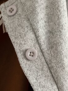 GlowEve CURVE Plus Size Fashion Casual Solid Coffee Brown Knit Cardigan, Front Button Closure, Contrast Letter Print Slim Fit Drawstring Decor, Elegant Casual Commute Daily Wear, Autumn Essential - Coffee Brown - View 6