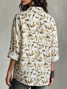 Breezaya Women's All-Over Print Casual Versatile Daily Wear Shirt - Apricot - View 2