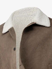 Manfinity CasualCool Men's Brown Vintage Turn-Down Collar American Casual Loose Drop Shoulder Versatile Daily Commute Jacket - Brown - View 4