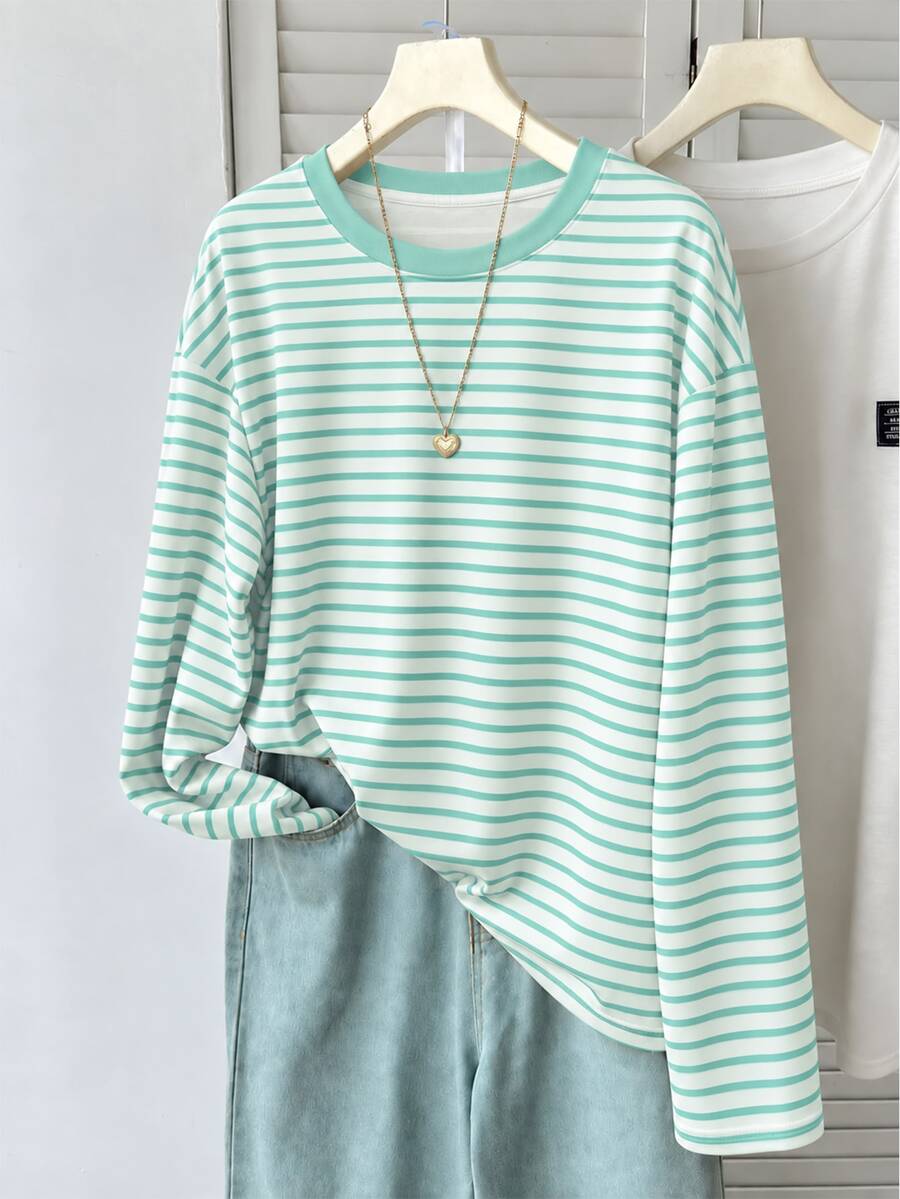 Teen Girl Striped Casual Daily Long Sleeve T-Shirt - Multicolor - View 1