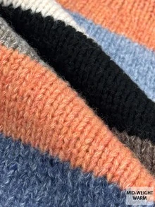 Weeklong Atasan Sweater Rajut Longgar Leher Bulat Minimalis Kasual Serbaguna Retro Warna Blok Warna untuk Wanita Ukuran Besar Musim Gugur/Dingin - MultiWarna - View 6