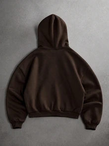 Manfinity Hypemode 男士刺繡拉鍊連帽長袖運動衫 - 棕色 - 查看 2