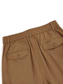 Manfinity Homme Men Plain Button Front Pocket Simple Design Casual Cargo Pants, Daily Wear, Fall - Brown - View 8