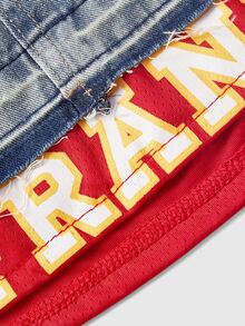 Paul Frank X ROMWE Plus Size Y2K Street Style Embroidered Colorblock Denim Mini Skirt - Blue - View 4