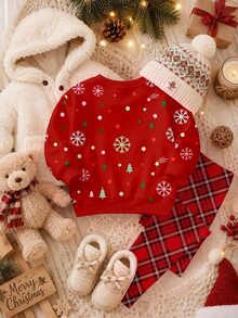 Baby Girl Cartoon Print Long Sleeve Sweatshirt And Autumn Winter Pants Casual Set - Multicolor - View 4