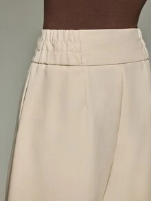 Anewsta Essential Fashionable Modern Apricot Curved Leg Casual Commute Office Women's Long Pants - Apricot - View 2