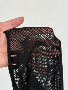 Whyspr 大尺碼女款性感透視露肩百搭上衣 - 黑色 - 查看 7