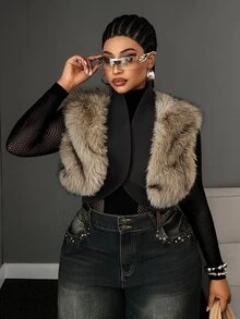 Maweii Plus Size Vintage Patchwork Lapel Jacket Fall - Brown - View 4