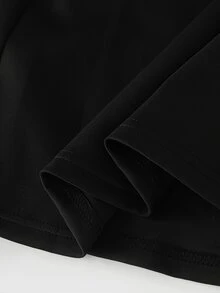 Balvessa Women's Autumn Long Sleeve Side Slit Elegant Fashion Commute Versatile Waist-Cinching Short Dress - Black - View 4