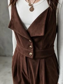 LUMIGAL Vintage Corduroy Overalls, Versatile Western Cowboy Style, Casual Commute Jumpsuit For Women - Brown - View 3