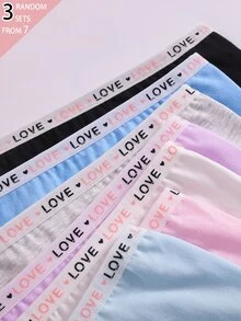 3pcs Random Assorted Bow Print Cute Sweet Cotton Comfortable Soft Multi-Color Macaron Color Triangle Panties - Multicolor - View 4