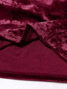 Miaspire 大尺碼女款秋冬休閒優雅派對天鵝絨純色棕色緊身裙，適合婚禮、朋友聚會、節日、秋季、約會之夜 - 酒紅色 - 查看 7