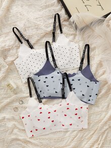 Tween Girl All-Over Print Colorblock Casual Everyday Spaghetti Strap Bralette - Multicolor - View 2