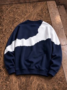 HypeHours Men's Colorblock Patchwork Pullover Sweatshirt - Multicolor - View 2