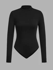 SHEIN EZwear 女款兩件套立領長袖連身衣，多色針織，適合冬季 - 彩色 - 查看 8