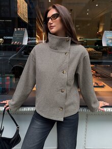 Aloruh Women Overcoats,Autumn,Winter - Khaki - View 5