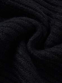 SHEIN Women Mock Two-Piece Knit Mini Dress, Striped Collar & Hem Lantern Long Sleeve Bodycon Dress - Black and White - View 5