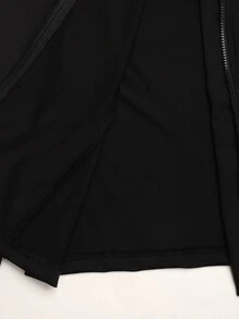 Barn- och tonårstjejens höst/vinter casual vardagsoutfit med stickad jacka med bokstavstryck i enfärgad svart, färgblockerad midja och utsvängda benbyxor, Back to School - Svart - Visa 14