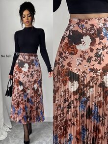 Elenzga 女款優雅波點印花拼接百褶裙 - 彩色 - 查看 1