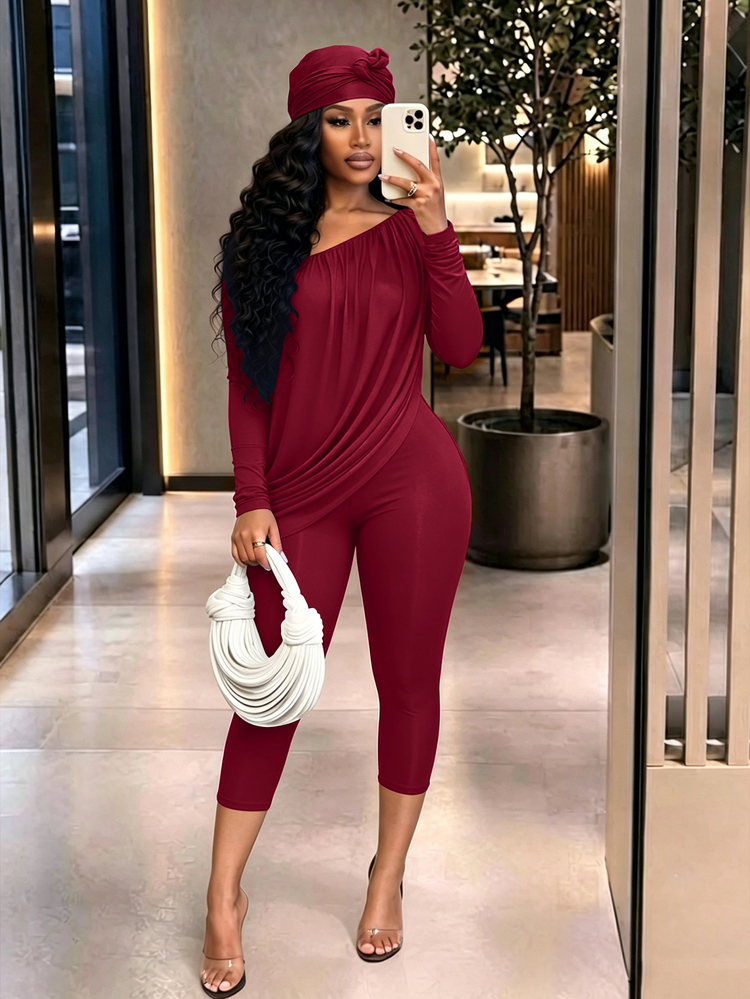 Brilight Women's Solid Color Jumpsuits For Daily Date Night Night Out Lounge Sexy Street Date Outfit - Burgundy - View 1