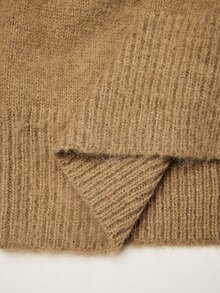 Anewsta Essential Autumn/Winter New Mohair Solid Color Long Sleeve Single-Breasted Knit Cardigan - Camel - View 8