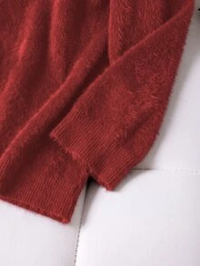 GlowEve CURVE Plus Size Women's Solid Color Long Sleeve Single-Breasted Casual Cardigan, Spring/Summer - Burgundy - View 4