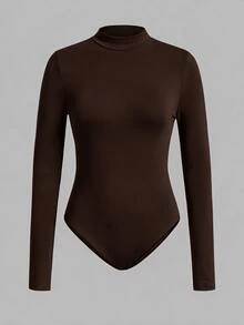 SHEIN EZwear 女款兩件套立領長袖連身衣，多色針織，適合冬季 - 彩色 - 查看 5