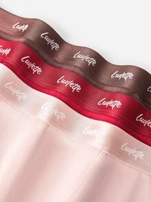 LUVLETTE عبوة 3 قطع من سراويل داخلية نسائية مريحة من القطن بشعار وخصر عالي - أحمر - متعدد الألوان - مشاهدة 12