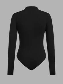 SHEIN EZwear 女款兩件套立領長袖連身衣，多色針織，適合冬季 - 彩色 - 查看 7