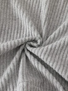 Young Boys 2pcs Ribbed Knit Outfit, Contrast Striped Collar Long Sleeve Top & Elastic Pants, Letter - Green - View 12