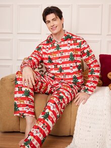 CoupledUp Christmas Print Men's Hoodie Loungewear Set - Multicolor - View 4