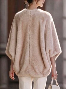 Penseblé Plus Size Women's Autumn/Winter Faux Fur Casual Jacket, Elegant Party & Daily Wear - Yellow - View 2