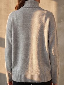 Linhara New Chinese Style Stand Collar Zipper Knit Cardigan Women's National Style Double-Breasted Button Short Loose Sweater Jacket Autumn/Winter - Grey - View 2