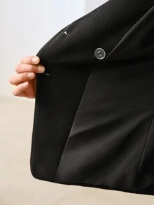 ZEYLAH Women's Designer Sequin Button Long Sleeve Blazer - Black - View 9