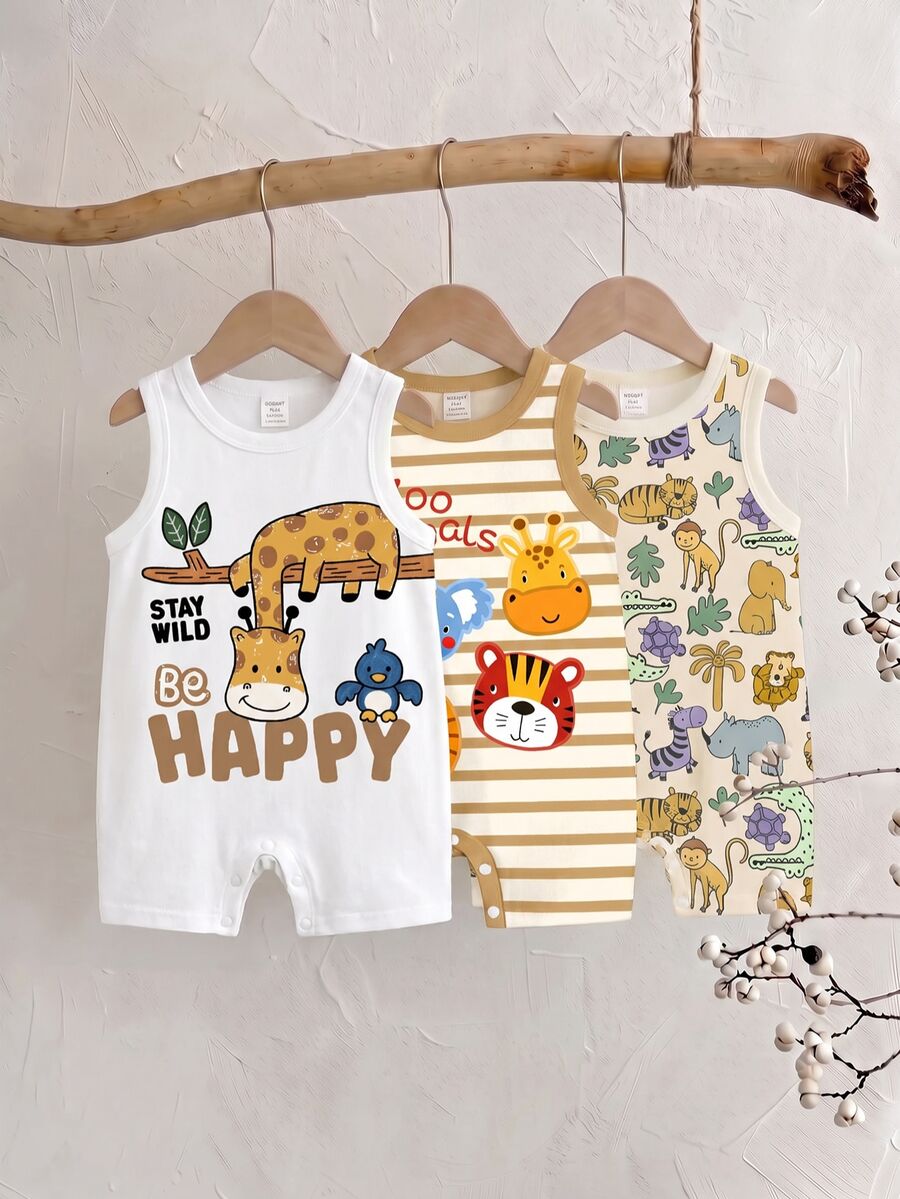 3 piezas de petos para bebés niños - Multicolor - Ver 1