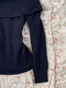 IslaSuriya Sweater Lengan Panjang Kasual Wanita Warna Polos untuk Sehari-hari - Navy Blue - View 4