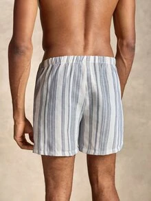 Manfinity Underwear&Sleepwear Basics 1pc Minimalist Pure Cotton Vertical Striped Black White Coffee Color Comfortable Combination Men's Alro Pants - Multicolor - View 3