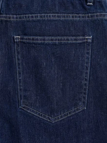 SHEIN ICON 大尺碼女款休閒百搭牛仔長褲，附口袋與鈕扣，世界盃、日、海灘、Y2K、返校季，深色水洗夏季日常穿著 - 深色水洗藍 - 查看 4