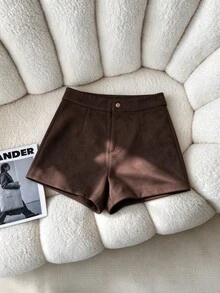 INAWLY Women's Solid Color Simple & Fashionable Pants, Suitable For Summer - Brown - View 6