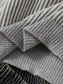 SHEIN 男童新款秋冬時尚灰白半拉鍊開襟針織衫，中領/Polo/圓領套頭衫，落肩長袖針織，柔軟舒適面料，適合休閒外出、聚會、校園、假期、購物等多種場合，秋季單穿，冬季可作內搭 - 淺灰色 - 查看 6
