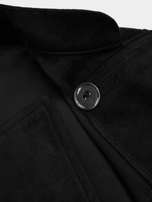 Sweetra Plus Size Women's Colorblock Casual Daily Long Sleeve Jacket - Black - View 6