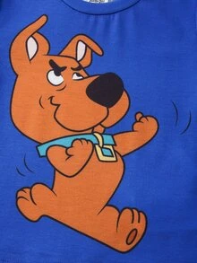 SCOOBY-DOO X SHEIN Baby Boy Cartoon Pattern Casual Daily Short Sleeve Top - Blue - View 4