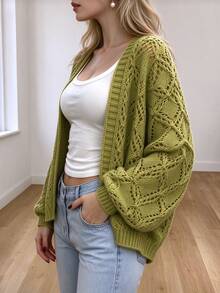 Cévolie Women's Solid Color Casual Versatile Daily Outing Cardigan Autumn - Green - View 5