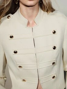Aveloria Modichic Elegant Preppy Fashion Button Long Sleeve Jacket, Versatile Slimming Office Off-White Fall - Apricot - View 1
