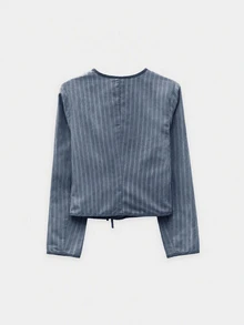 Nöista Piping Contrast Light Jacket With Ties - Dusty Blue - View 8