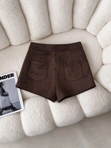 INAWLY Women's Solid Color Simple & Fashionable Pants, Suitable For Summer - Brown - View 2